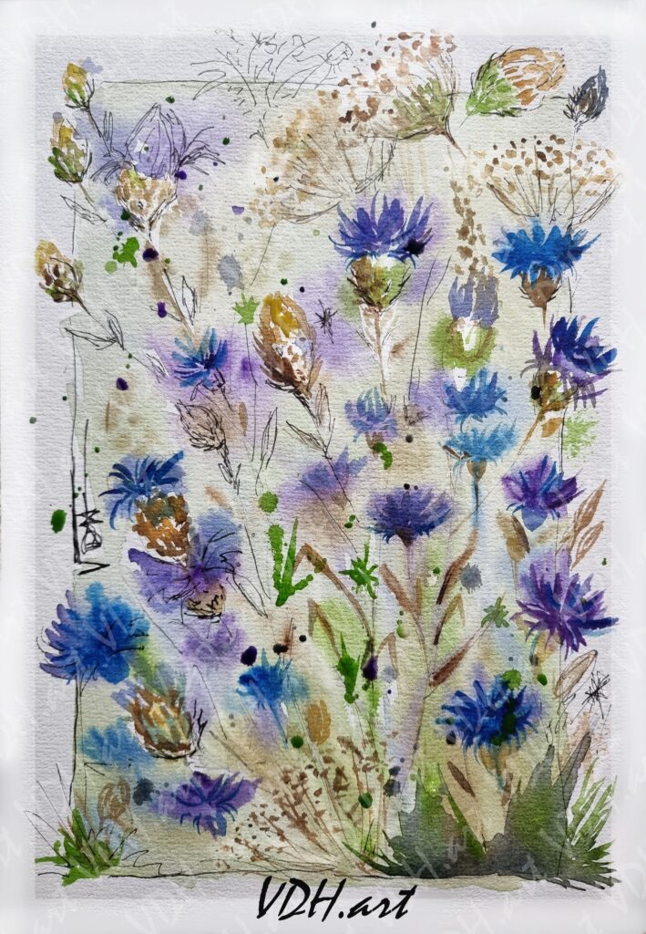 Aquarelle, Les bleuets