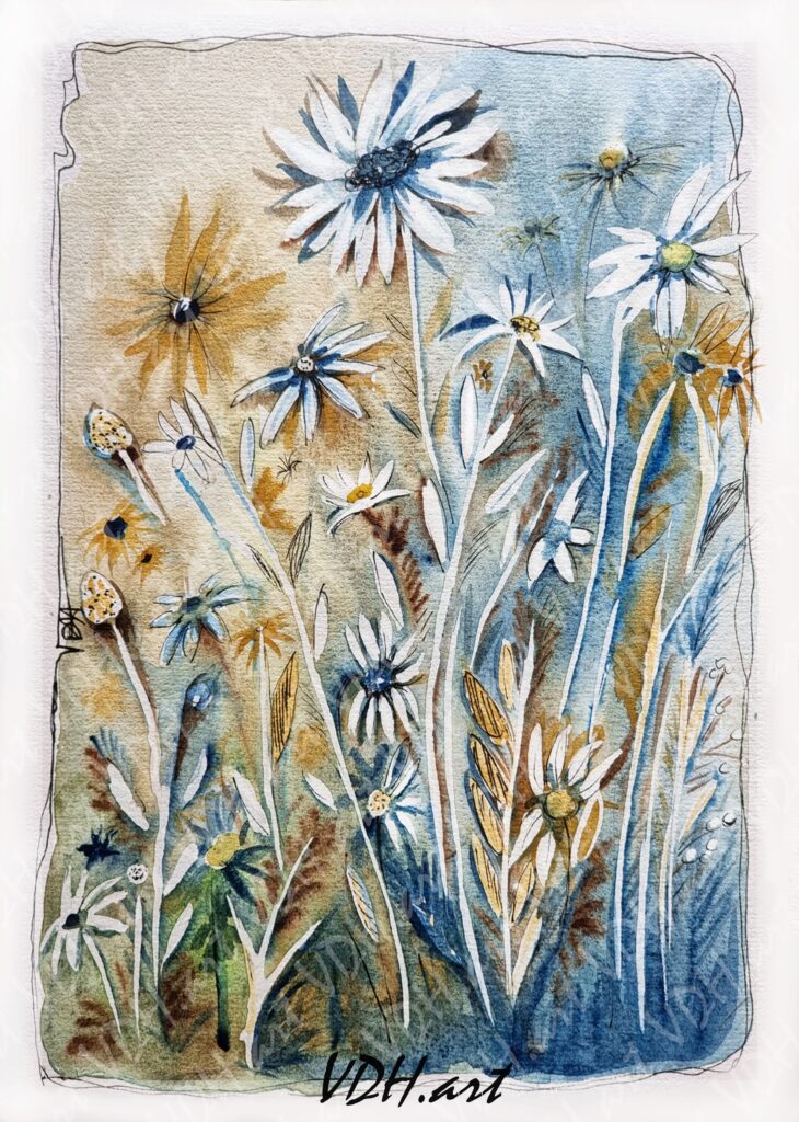 Aquarelle, Fleurs des champs